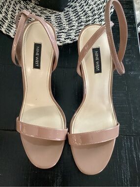 Nine West Blush Patent Ankle-Strap Heels